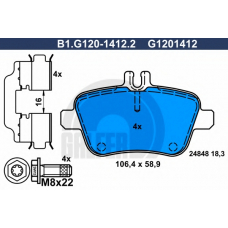 B1.G120-1412.2 GALFER Комплект тормозных колодок, дисковый тормоз