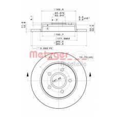 14902 V METZGER Тормозной диск