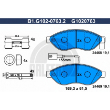 B1.G102-0763.2 GALFER Комплект тормозных колодок, дисковый тормоз