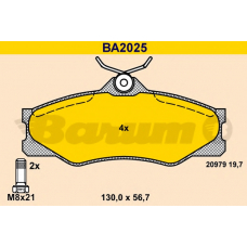 BA2025 BARUM Комплект тормозных колодок, дисковый тормоз