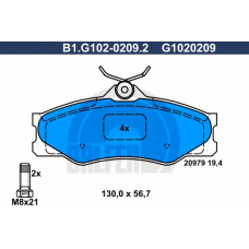 B1.G102-0209.2 GALFER Комплект тормозных колодок, дисковый тормоз