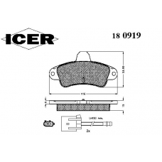 180919 ICER Комплект тормозных колодок, дисковый тормоз