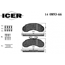140893-066 ICER Комплект тормозных колодок, дисковый тормоз