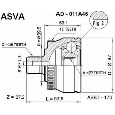 AD-011A45 ASVA Шарнирный комплект, приводной вал