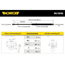 ML5846 MONROE Газовая пружина, капот