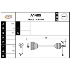 A1409 SNRA Приводной вал