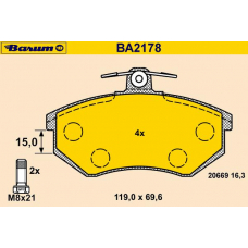 BA2178 BARUM Комплект тормозных колодок, дисковый тормоз