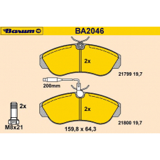 BA2046 BARUM Комплект тормозных колодок, дисковый тормоз