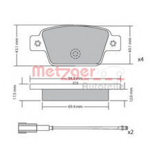 1170682 METZGER Комплект тормозных колодок, дисковый тормоз