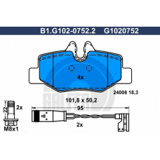 B1.G102-0752.2 GALFER Комплект тормозных колодок, дисковый тормоз