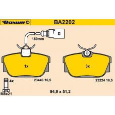 BA2202 BARUM Комплект тормозных колодок, дисковый тормоз