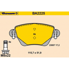 BA2225 BARUM Комплект тормозных колодок, дисковый тормоз