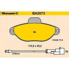 BA2073 BARUM Комплект тормозных колодок, дисковый тормоз