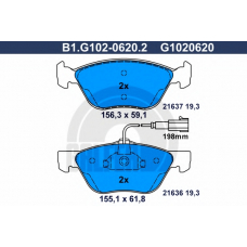 B1.G102-0620.2 GALFER Комплект тормозных колодок, дисковый тормоз