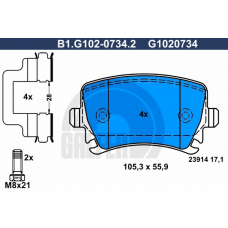 B1.G102-0734.2 GALFER Комплект тормозных колодок, дисковый тормоз