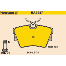 BA2247 BARUM Комплект тормозных колодок, дисковый тормоз