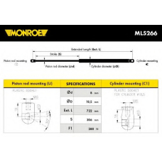 ML5266 MONROE Газовая пружина, капот