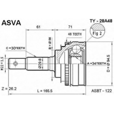 TY-28A48 ASVA Шарнирный комплект, приводной вал