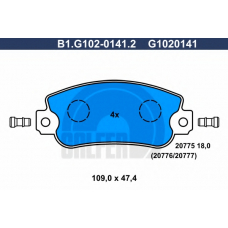 B1.G102-0141.2 GALFER Комплект тормозных колодок, дисковый тормоз