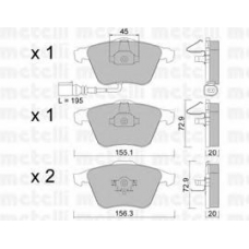 22-0549-2 METELLI Комплект тормозных колодок, дисковый тормоз