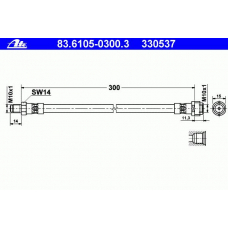 83.6105-0300.3 ATE Тормозной шланг
