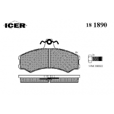 181890 ICER Комплект тормозных колодок, дисковый тормоз
