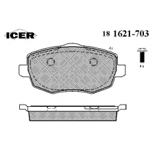 181621-703 ICER Комплект тормозных колодок, дисковый тормоз