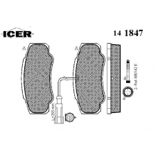 141847 ICER Комплект тормозных колодок, дисковый тормоз