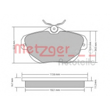 1170653 METZGER Комплект тормозных колодок, дисковый тормоз