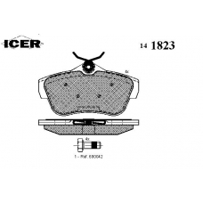 141823 ICER Комплект тормозных колодок, дисковый тормоз