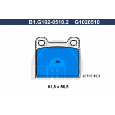 B1.G102-0510.2 GALFER Комплект тормозных колодок, дисковый тормоз