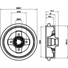 8DT 355 301-701 HELLA PAGID Тормозной барабан