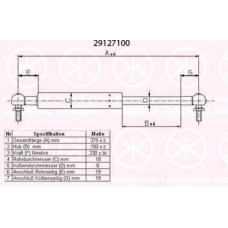 29127100 KLOKKERHOLM Газовая пружина, крышка багажник
