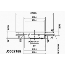 J3302155 NIPPARTS Тормозной диск