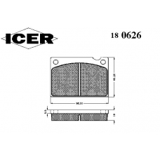 180626 ICER Комплект тормозных колодок, дисковый тормоз