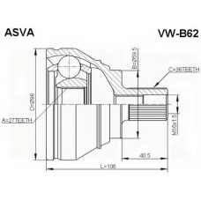 VW-B62 ASVA Шарнирный комплект, приводной вал