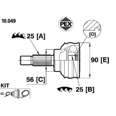 10.049 PEX Шарнир, приводной вал