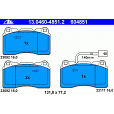 13.0460-4851.2 ATE Комплект тормозных колодок, дисковый тормоз