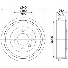 8DT 355 301-571 HELLA Тормозной барабан