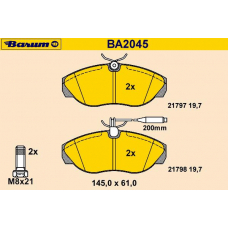 BA2045 BARUM Комплект тормозных колодок, дисковый тормоз