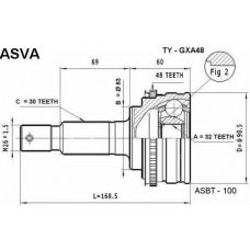TY-GXA48 ASVA Шарнирный комплект, приводной вал