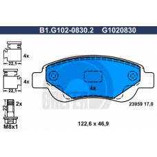 B1.G102-0830.2 GALFER Комплект тормозных колодок, дисковый тормоз