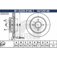 B1.G220-0146.1 GALFER Тормозной диск