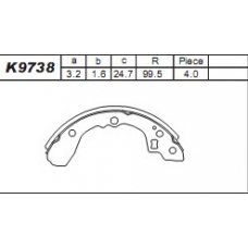 K9738 ASIMCO Комплект тормозных колодок