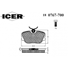180767-700 ICER Комплект тормозных колодок, дисковый тормоз