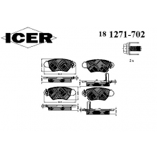 181271-702 ICER Комплект тормозных колодок, дисковый тормоз