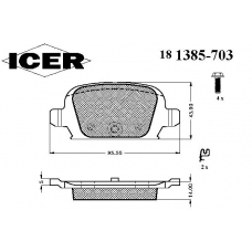 181385-703 ICER Комплект тормозных колодок, дисковый тормоз