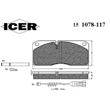 151078-117 ICER Комплект тормозных колодок, дисковый тормоз