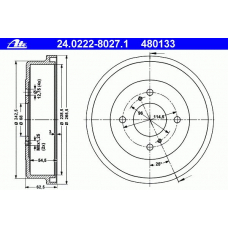 24.0222-8027.1 ATE Тормозной барабан