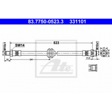 83.7750-0523.3 ATE Тормозной шланг